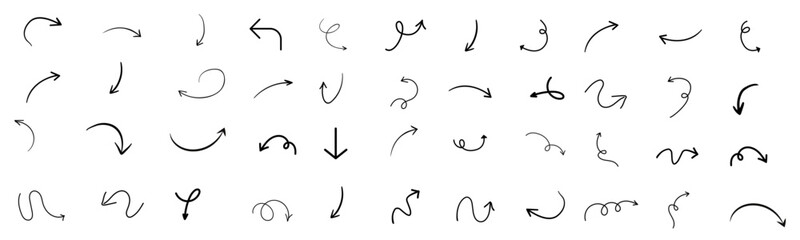 black flat curved arrow icon sheet. different arrow indicators symbols isolated on white background. vector illustration © MR.AK