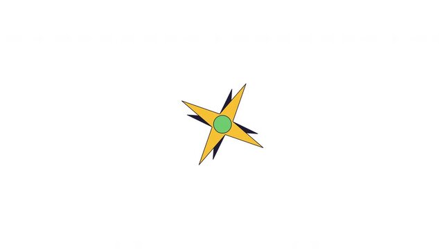 Compass rose symbol spinning 2D cartoon object animation. Navigation symbol. Orientation tool. Adventure guide. Geographic travel direction windrose animated flat colorful item 4K video isolated