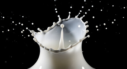 Milk splash on black.