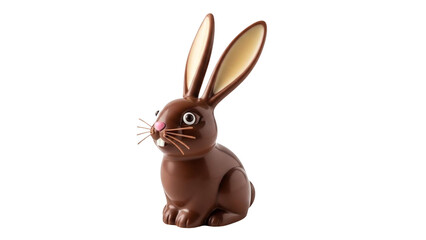 Obraz premium Chocolate Easter Bunny Transparent PNG, Cute Sitting Brown Rabbit with Big Ears and Whiskers, Isolated High Resolution Clipart for Easter Holiday Candy Decoration