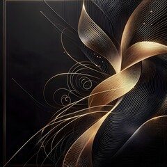 Golden abstract swirls on dark background
