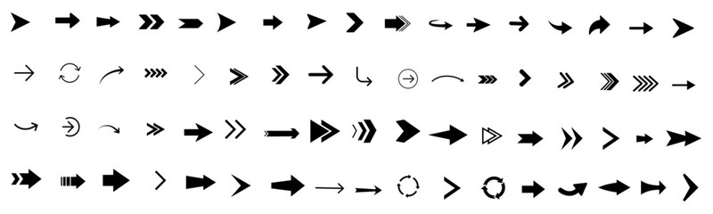 Arrow icon set. Modern simple arrows. Black arrow pointing to the right.  Vector illustration. © MR.AK