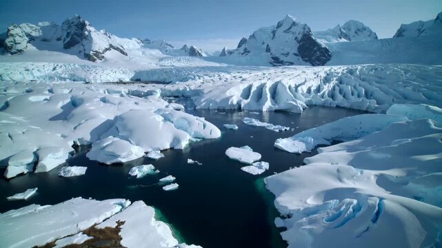 Mer de glace et montagnes polaires