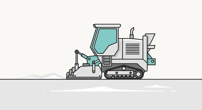 Industrial Pavement Milling Machine Operating On Highway Construction Site