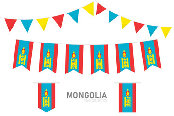 Mongolia national flag collection, Flag garlands festive bunting triangle banners and hanging flag