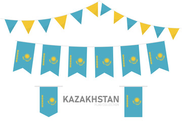 Kazakhstan national flag collection, Flag garlands festive bunting triangle banners and hanging flag
