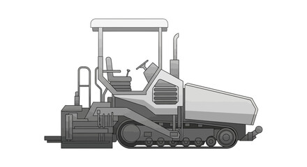 Fototapeta premium Industrial Tracked Asphalt Finisher Used For Civil Engineering Projects Vector Icon Design