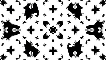 Fototapeta premium Abstract Black and White Pattern of Animals and Nature Shapes