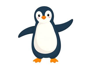 Obraz premium Adorable Cartoon Penguin Illustration on White.