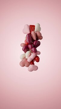 St Valentine's day concept - colorful hearts fill heart shape, 3d render