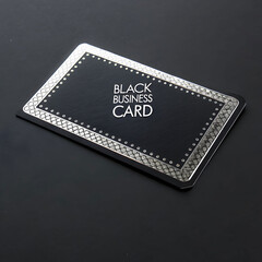 Black business card with silver details