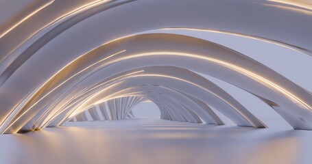 Abstract architecture background arched interior 3d render