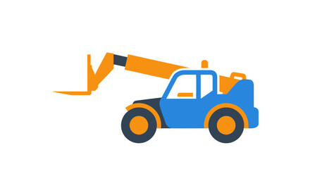 Fototapeta premium Modern Flat Design Telehandler Icon Illustrating Industrial Material Handling Operations