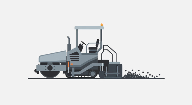 Modern Flat Design Road Paver Machine Laying Asphalt For Construction Project Icon