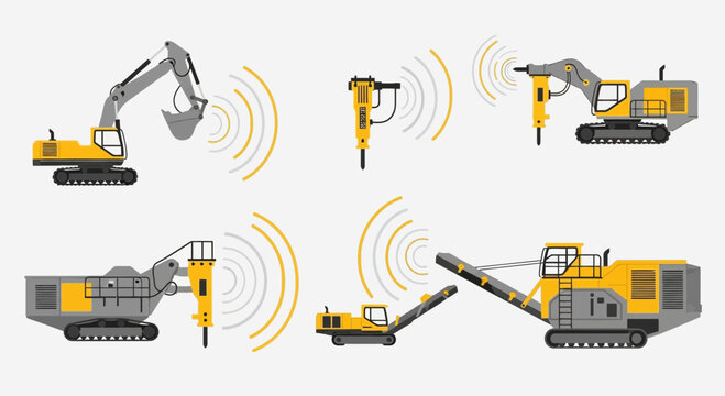 Modern Heavy Construction Equipment With Sound Waves For Industry And Development Projects