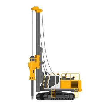 Modern Heavy Construction Piling Rig Machine For Deep Foundation Work Isolated