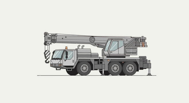 Modern Heavy Duty Mobile Crane Vector Illustration For Construction Industry Projects