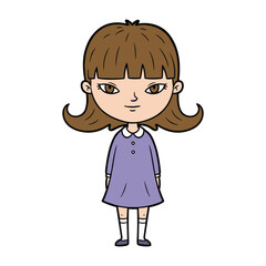 Obraz premium Cute cartoon girl character with brown hair