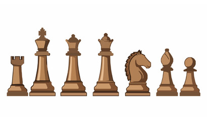 Chess pieces line icon set vector © Md