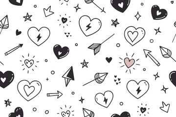 Valentine&rsquo;s Day Icons and Elements Mega Pack, Heart Shapes and Romantic Vector Icons Set, Love Background Patterns and Valentine Hearts Graphics, Cupid and Arrow Illustrations with Gifts and Flowers