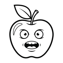 Obraz premium Cartoon apple character with surprised expression