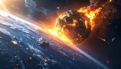 A massive asteroid collides with a planet