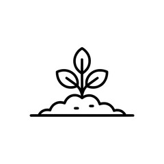 Outline icon of a small plant with four rounded leaves, each leaf slightly angled outward, seen in a simple line drawing style on a transparent background.