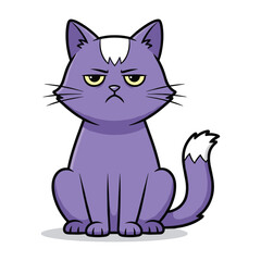 Obraz premium Angry purple cat with white markings sitting