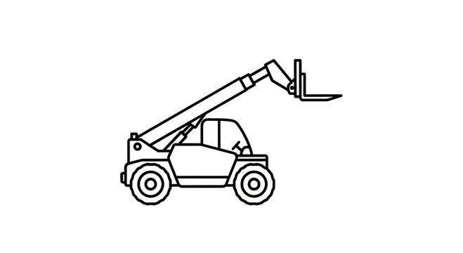Modern Telehandler Heavy Machinery Outline Graphic For Construction Sites And Logistics