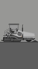 Modern Road Paving Machine Illustration On A Grey Background For Infrastructure Projects