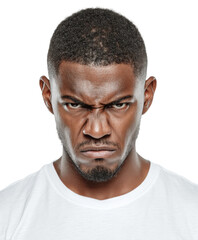 Fototapeta premium Intense expression of anger portrait, isolated on transparent background, png