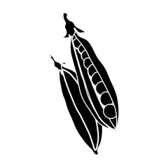 A healthy organic illustration featuring a black and white fish alongside black silhouettes of a bird and bird of paradise centered around a fresh orange carrot vegetable isolated on white