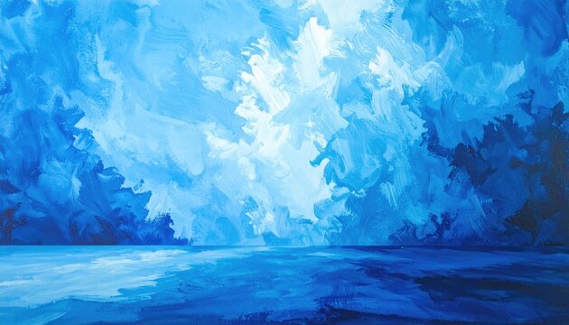 Abstract blue tones evoke a sense of cool, expansive water and light