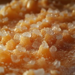 Goldene Zuckerstruktur in extremer Makroaufnahme
