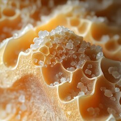 Goldene Zuckerstruktur in extremer Makroaufnahme
