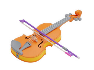 Fototapeta premium 3d rendered orange violin with bow