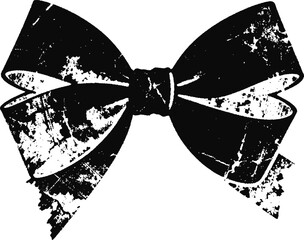 worn black grunge bow with torn edges and vintage distressed texture