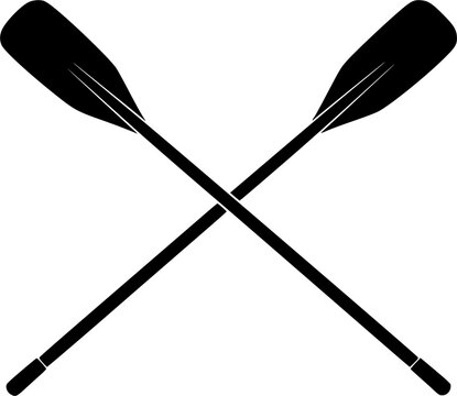 Two crossed oars creating an x shape a striking silhouette
