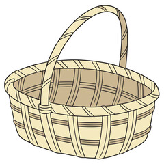 Fototapeta premium Handwoven bamboo basket with organic texture, clean vector illustration for natural decor