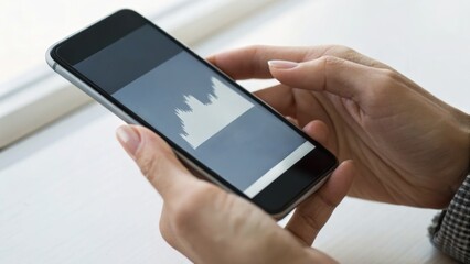 A person holds a smartphone displaying a graphical chart, likely related to data analysis or financial information.