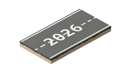 A road with the year 2026 marked on its surface, indicating the future. transparent background
