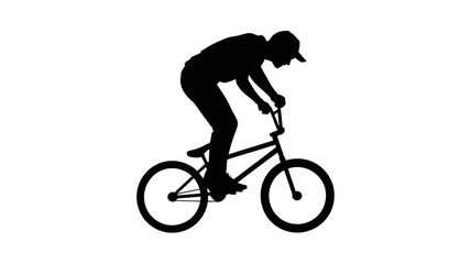 Obraz premium A silhouette of a person riding a bike,