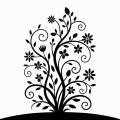 Obraz premium A decorative floral silhouette with intricate vines and blossoms