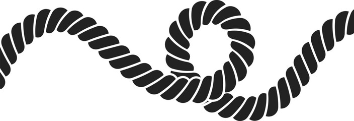 Black twisted rope forming a smooth loop. Clean nautical cord vector isolated on white. Ideal for maritime graphics, safety concepts, and minimal layouts. © IT park