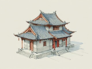 Naklejka premium A Chinese-style building