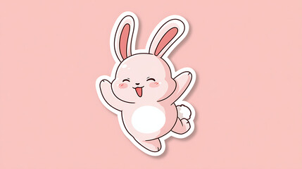 This image features a bouncy bunny full of joy. The exaggerated movement and cute proportions give it a fun sticker vibe.
