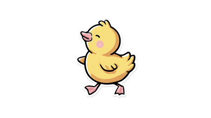 This image features a silly and adorable duck walking cutely, designed to look like a fun sticker.