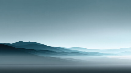 Mountain mist fog horizon minimal landscape blue layer ridge nature scene with tranquil sky and calm haze over valley