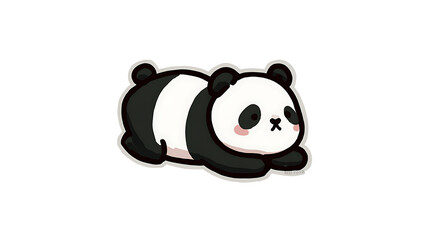 A goofy panda rolling around happily. Its round body and silly pose make it a perfect cute sticker.