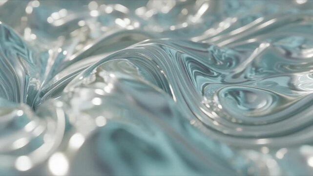 Abstract Liquid Metal Flowing Surface with Swirls and Reflections.